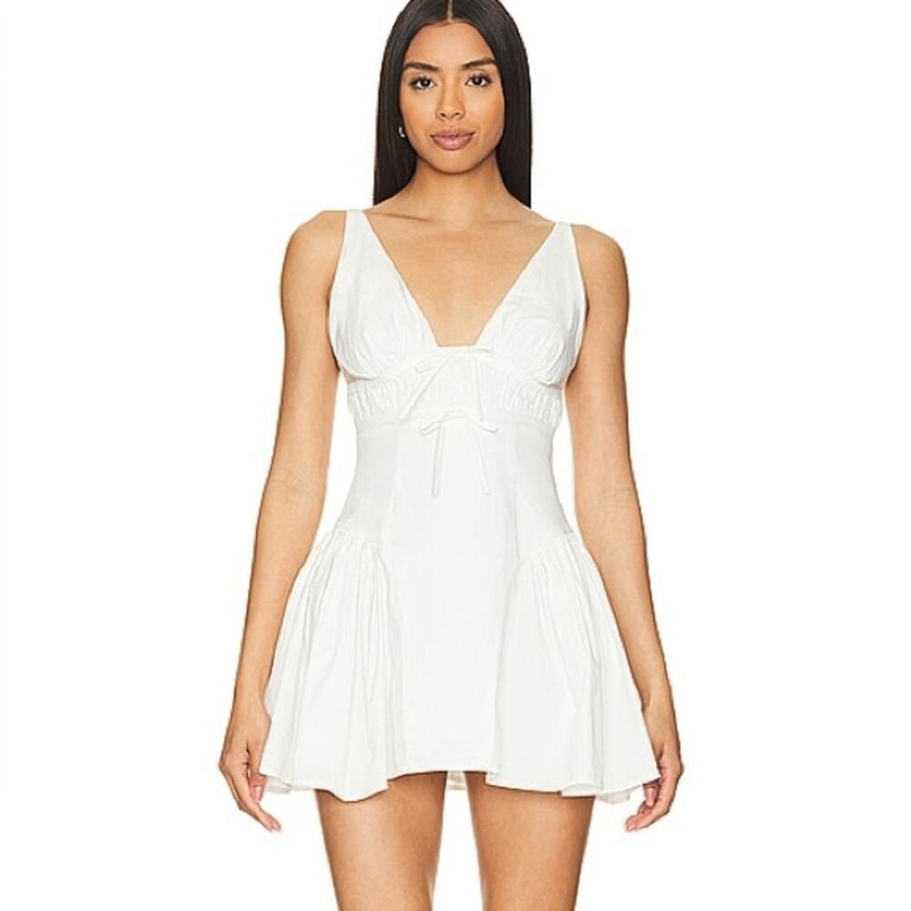 NWT Majorelle Emma White Bow Sleeveless Mini Peasant Dress Size XL